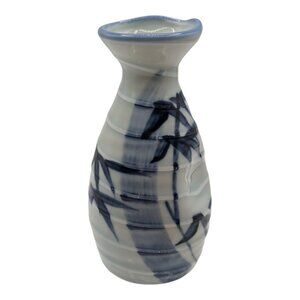 Japanese Ceramic Sake Bottle Bamboo Motif 4.75-Inches EUC